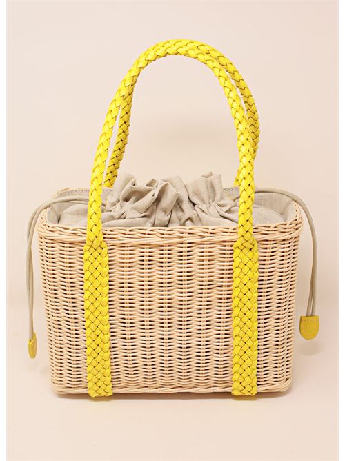 wicker basket with linen bag Laboratorio Capri | 163NATYELLOW